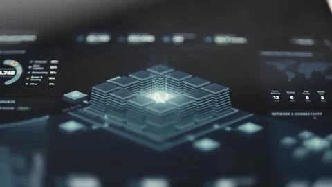 Stacked artificial intelligence architecture model surrounded by network Stock Footage 342489300