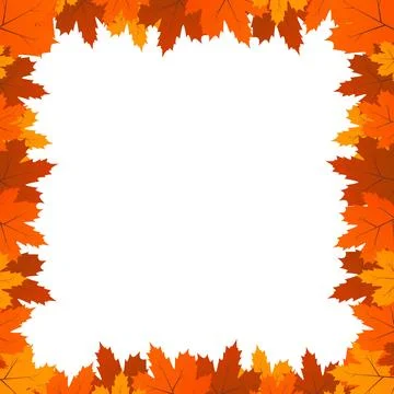 Stacked autumn leaves frame in vector design isolated on white Stock Illustration