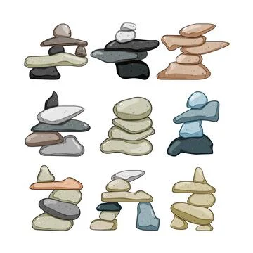 Stacked balancing stones demonstrating stability and harmony concept Stock Illustration