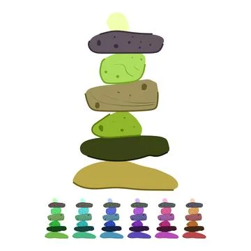 Stacked balancing stones representing stability and harmony concept graphic Ilustração Stock