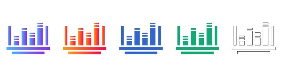 Stacked Bar Chart Analytics Icons Illustrazione stock