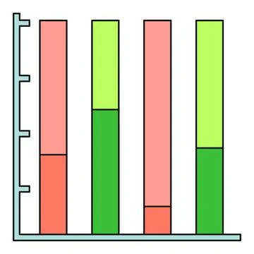 Stacked bar chart showing progress and business growth Stock Illustration