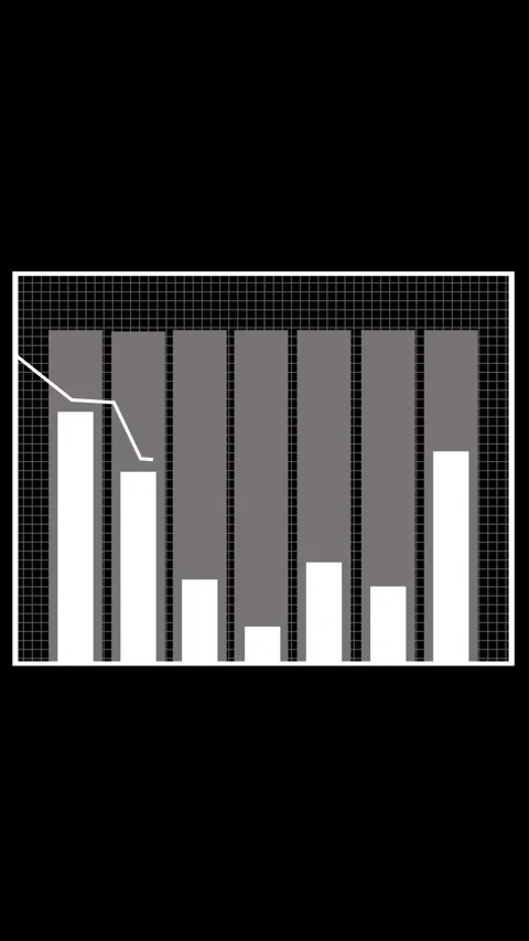 Stacked bar chart with white and gray segments on black. Stacked bar chart .. Stock Footage 345721074
