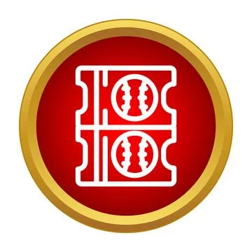 Stacked baseball tickets on a red circle background 库存插图