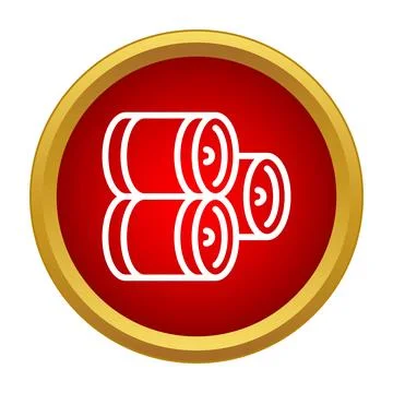 Stacked beer barrels in red circle icon 스톡 일러스트