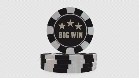 Stacked Big Win Slogan Casino Poker Chips with Stars with alpha channel Stock Footage 335889351