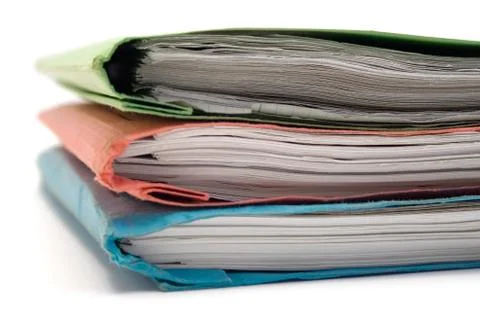 Stacked Binders Isolated on a White Background 스톡 사진