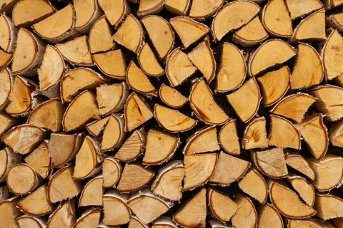 Stacked birch logs Stock Photos