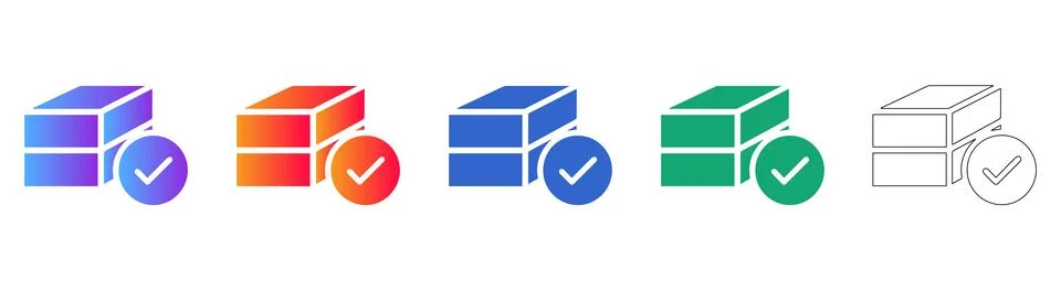 Stacked Block Icons with Verification Checkmark Illustrazione stock