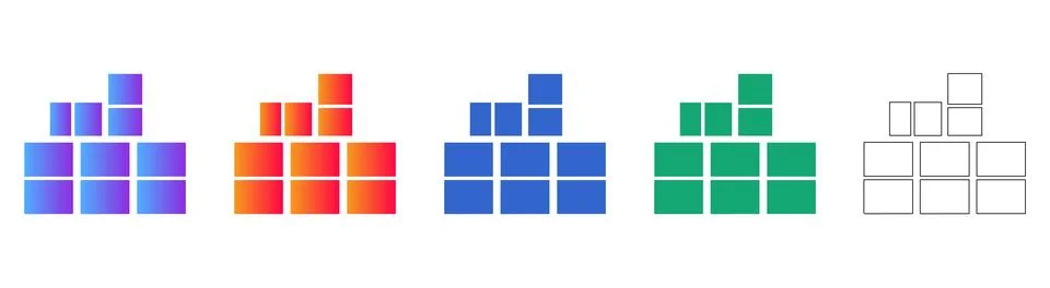 Stacked Block Layout Icons 스톡 일러스트