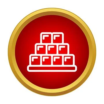 Stacked blocks pyramid icon in red circle 库存插图