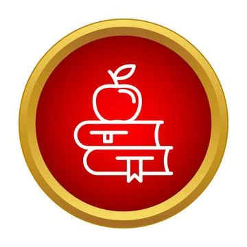 Stacked books and apple representing education knowledge and learning Stockillustratie