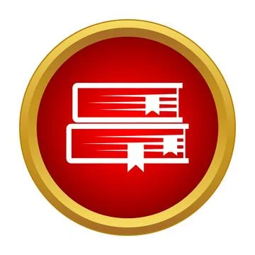 Stacked books with bookmarks in red circle icon 库存插图