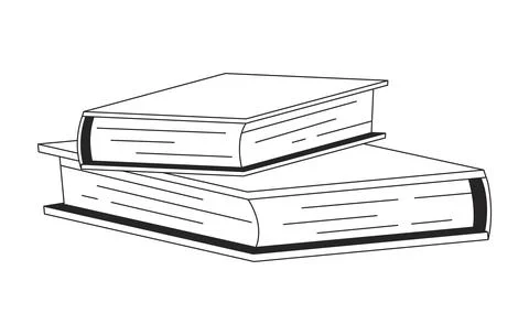 Stacked books with hardcovers 2D line object Stock Illustration