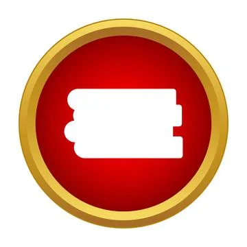 Stacked books icon on red button Stock Illustration