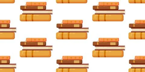 Stacked Books Seamless Education Pattern Stock Illustration