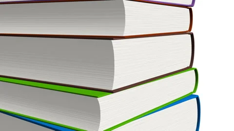 Stacked books on white background, 3d animation Stock Footage 50758172