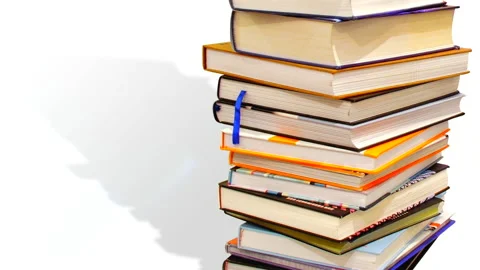 Stacked Books On White Background 動画素材 136051639