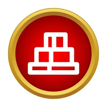 Stacked boxes logistics warehouse inventory icon inside red circle Illustrazione stock
