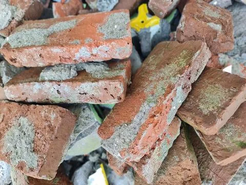 Stacked Bricks After Construction Building Material Texture Background Fotos de archivo