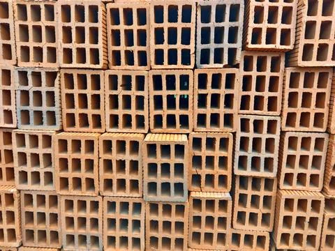 Stacked bricks, also as background Stock Photos