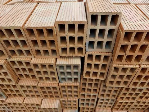 Stacked bricks on a building site Stock Photos