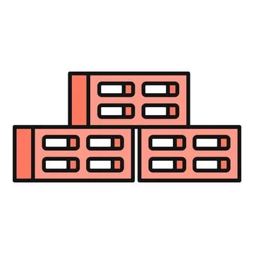 Stacked bricks forming construction building material icon Illustrazione stock