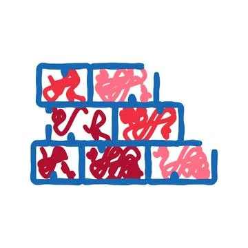 Stacked bricks forming a wall doodle illustration Stock Illustration