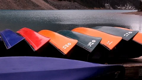 Stacked canoes Stock Footage 101987899