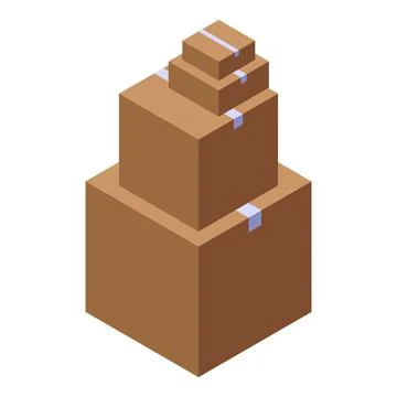 Stacked cardboard boxes forming a pyramid structure 库存插图
