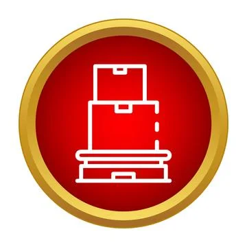 Stacked cardboard boxes on pallet in red button イラスト素材