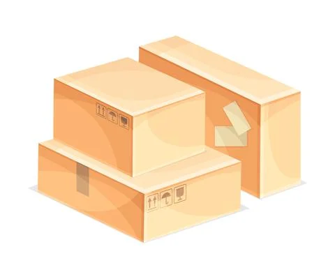 Stacked cardboard parcel boxes. Modern delivery service technology vector Illustrazione stock