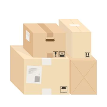 Stacked cardboard shipping boxes vector illustration イラスト素材