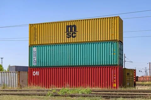 Stacked Cargo Containers Stock Photos