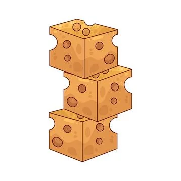 Stacked cheese cubes illustration Stock Illustration