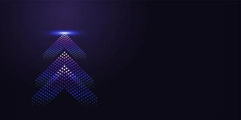 A stacked chevron pattern formed by glowing dots creates powerful Arrows po.. Stock Illustration