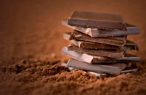 Stacked chocolate bars 스톡 사진