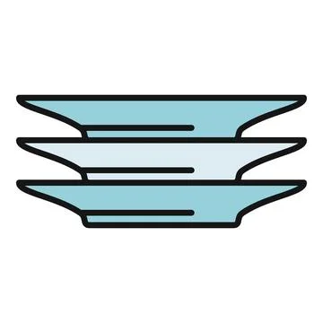 Stacked clean plates ready for dinner Stock Illustration