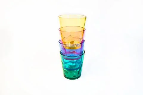 Stacked clear plastic cups Stock Photos