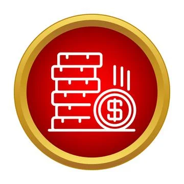 Stacked coins and falling dollar currency icon Stock Illustration