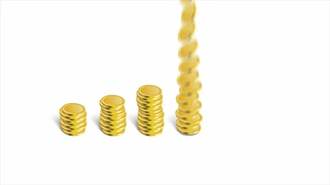 Stacked coins animation on white background. Finance business investment and Stock Footage 151196774