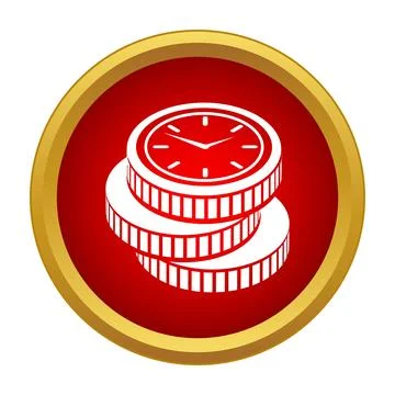 Stacked coins with clock symbolizing time is money Stock Illustration