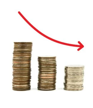 Stacked coins graph arrow Stock Illustration