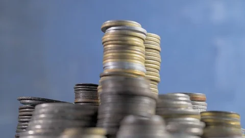 Stacked coins spinning Stock Footage 101509204