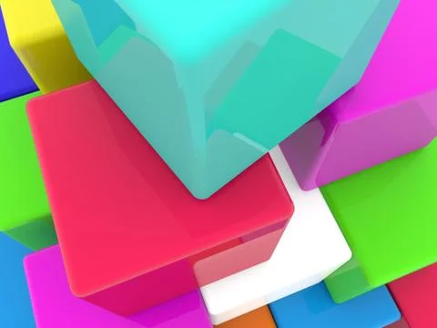 Stacked colorful cubes close up Stock Illustration