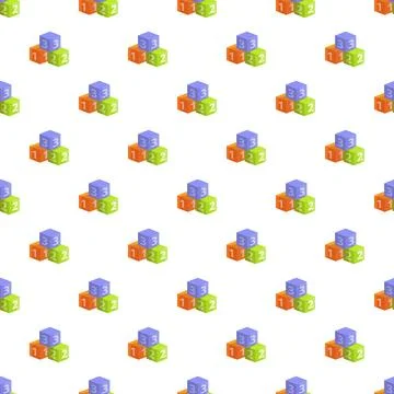 Stacked colorful number blocks creating an educational repeat pattern Stock Illustration