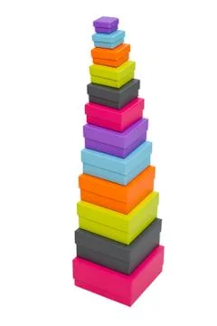 Stacked colorful packaging boxes Stock Photos