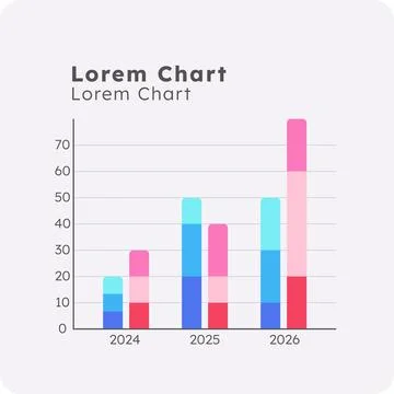 Stacked column chart infographic chart template Stock Illustration