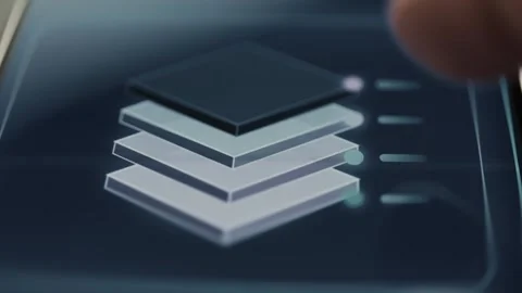Stacked computing layers visualize scalable architecture 스톡 동영상 342492131