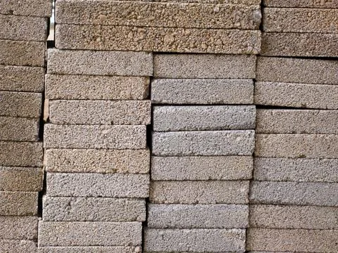 Stacked concrete construction blocks texture background Stock Photos